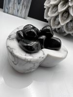 Black Obsidian in Selenite Bowl